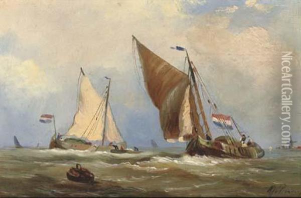 In Full Sail Oil Painting - Albert Jurardus van Prooijen