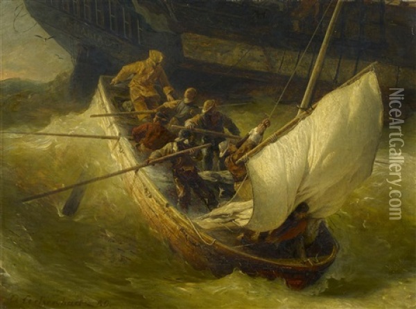 Das Lotsenboot Oil Painting - Andreas Achenbach