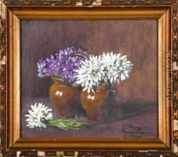 Kwiaty W Wazonach Oil Painting - Mieczyslaw Reyzner