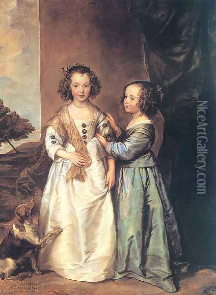 Portrait Of Philadelphia And Elisabeth Cary Oil Painting - Sir Anthony Van Dyck