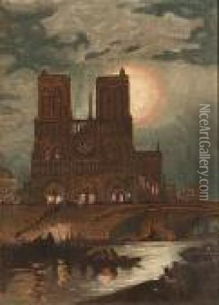 Notre Dame Cathedral Oil Painting - Edward Moran