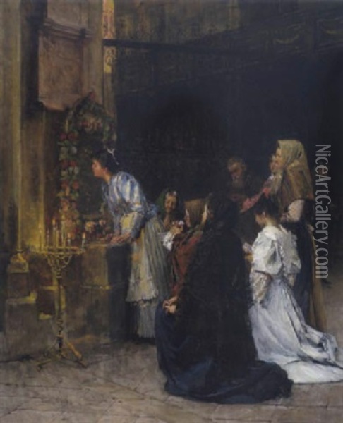 Andacht In St. Stefan Oil Painting - Josef Gisela