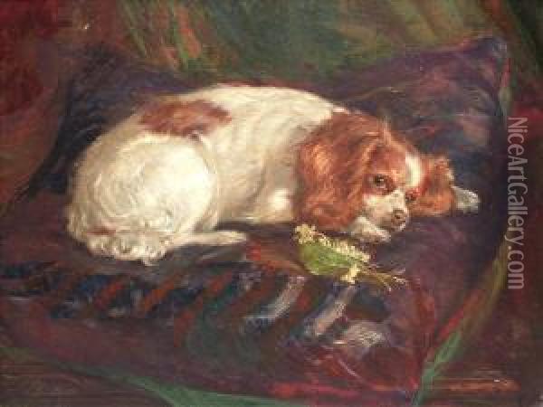 Portraitof Ruby, A King Charles Spaniel Oil Painting - Henrietta Ward