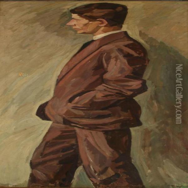 Portrait Of The Painter Mogens Lorentzen Oil Painting - Edvard Weie