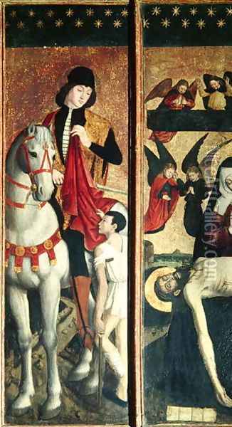 St. Martin, left hand panel from a triptych depicting Pieta between St. Martin and St. Catherine, 1475 Oil Painting - Ludovico Brea