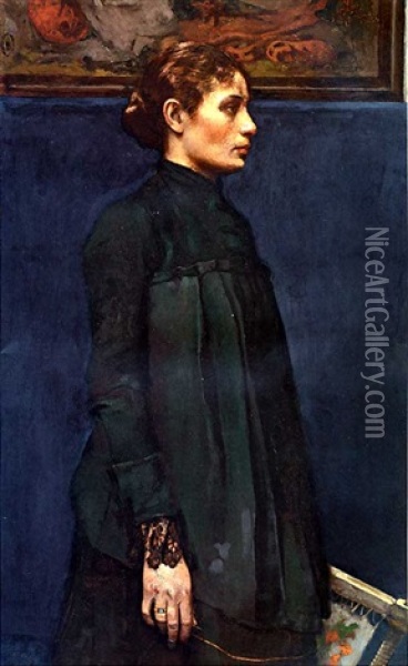Portrait Of Mrs. H (mrs. George Hitchcock) Oil Painting - Gari Melchers