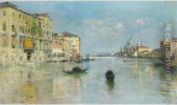 The Grand Canal By Santa Maria Della Salute Oil Painting - Paolo Sala