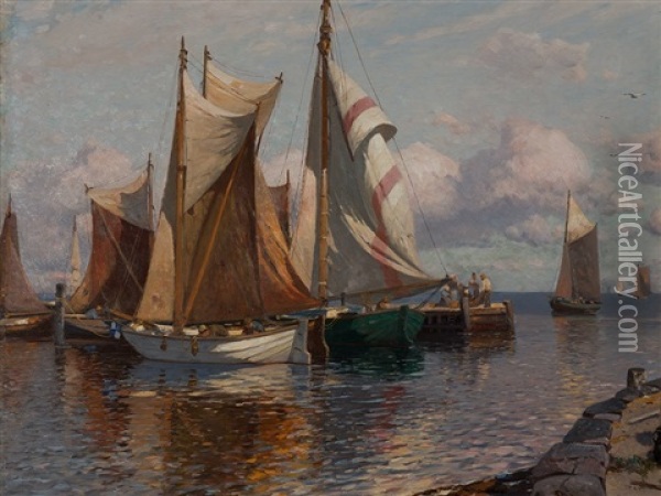 Sailboats Oil Painting - Heinrich Petersen-Angeln