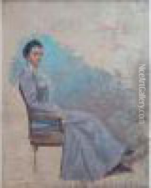 Portrait De Mme Pavlova Assise Dans Un Fauteuil. Oil Painting - Konstantin Andreevic Somov