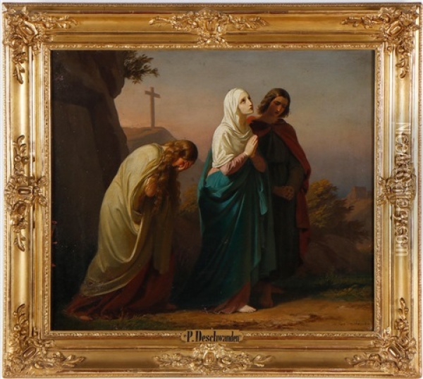 The Women At The Tomb Of Jesus Oil Painting - Melchior Paul Von Deschwanden