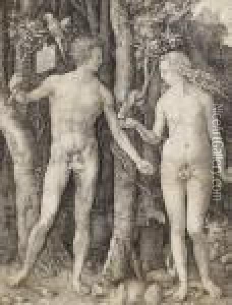 Adam Und Eva Oil Painting - Albrecht Durer