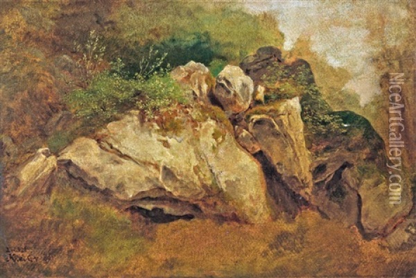Oreg Szikla Oil Painting - Gusztav Frigyes Keleti