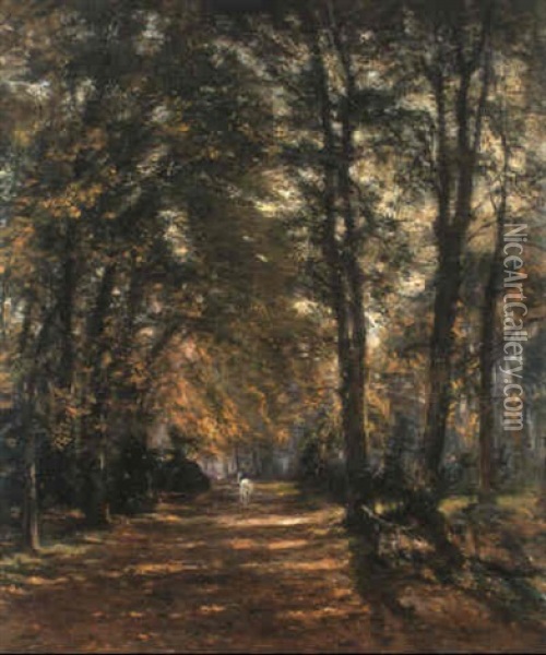 Dreef Te Laeken Met Ruiter Oil Painting - Franz Courtens