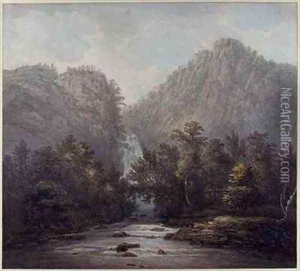 Lodore Waterfall Westmoreland Oil Painting - Joseph Farington