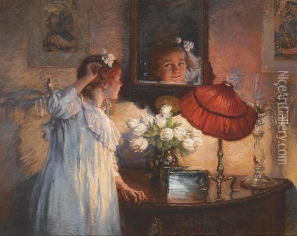 The Mirror Oil Painting - Albert Chevallier Tayler