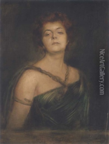 Damenportrat Oil Painting - Franz Seraph von Lenbach