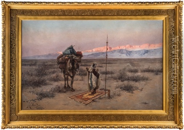 Meditation In The Desert Oil Painting - Franz Roubaud