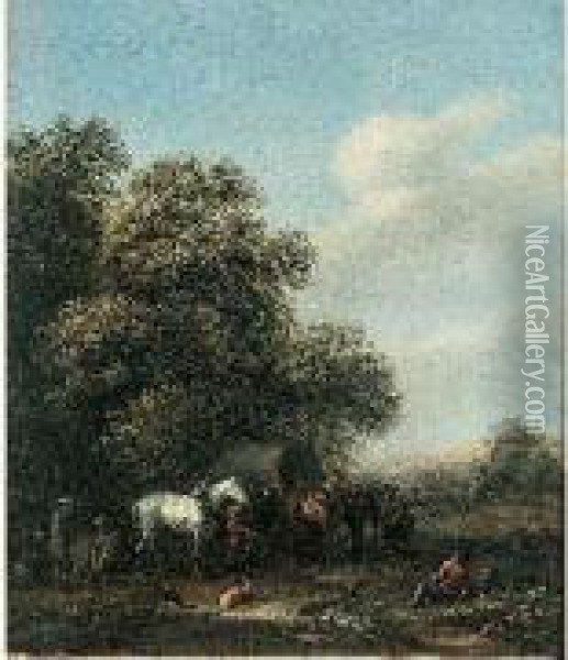 Une Halte De Cavaliers Oil Painting - Barent Gael