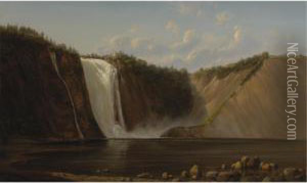 The Falls Oil Painting - Ferdinand Reichardt