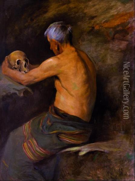 Desnudo De Anciano Oil Painting - Jose Garcia Y Rodriguez