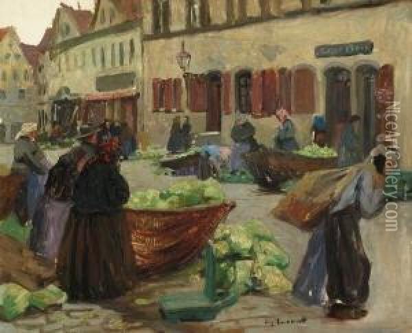 Bauernmarkt. Oil Painting - Franz Eichhorst
