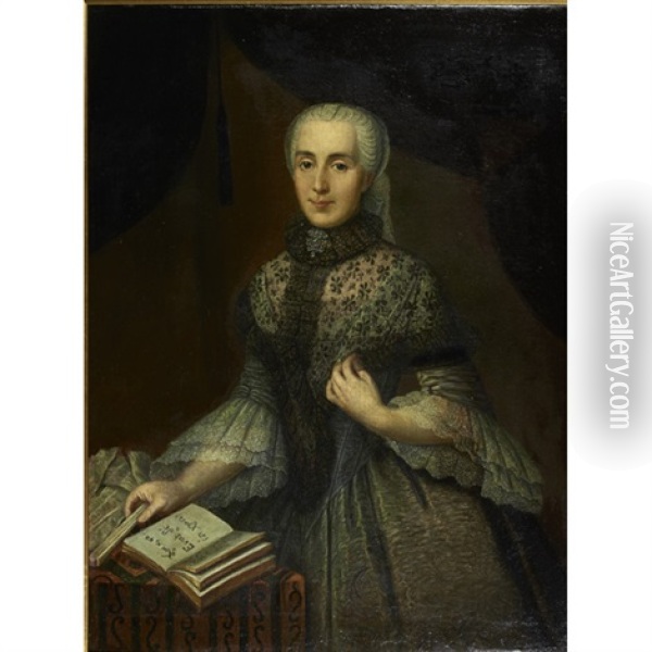 Portrait Of Lady With A Book Oil Painting - Gabriel Spitzel