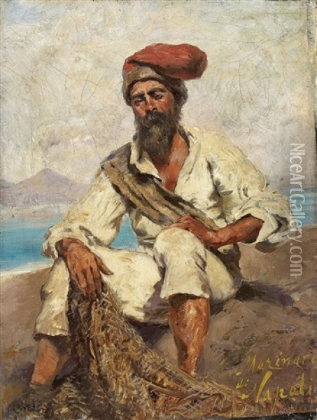 Fischer Vor Dem Golf Von Neapel Oil Painting - Oswald Achenbach