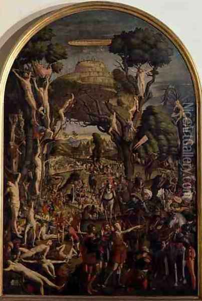 The Crucifixion and the Glorification the Ten Thousand Martyrs on Mt. Ararat Oil Painting - Vittore Carpaccio