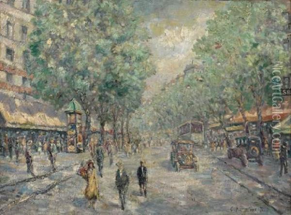 Les Grands Boulevards Au Printemps A Paris Vers 1930 Oil Painting - Konstantin Alexeievitch Korovin