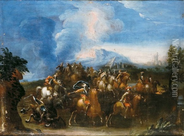 Escena De Batalla Ecuestre Oil Painting - Jacques Courtois