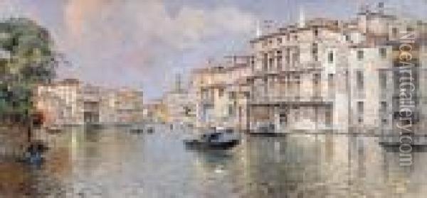 Venetian Canal View Oil Painting - Antonio Maria de Reyna