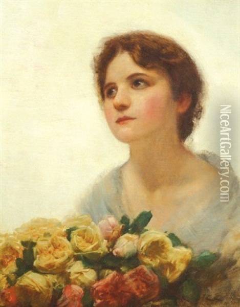 Flower Girl Oil Painting - Alfred Edward Emslie