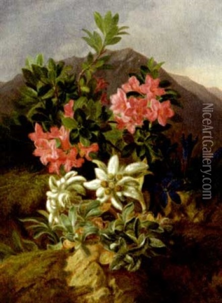 Blumenstilleben Oil Painting - Josef Schuster