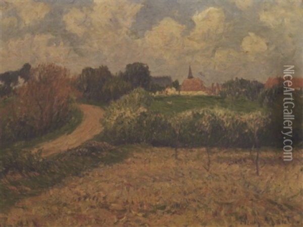 Paysage Au Clocher, Bois Morand, Loiret Oil Painting - Henry Moret