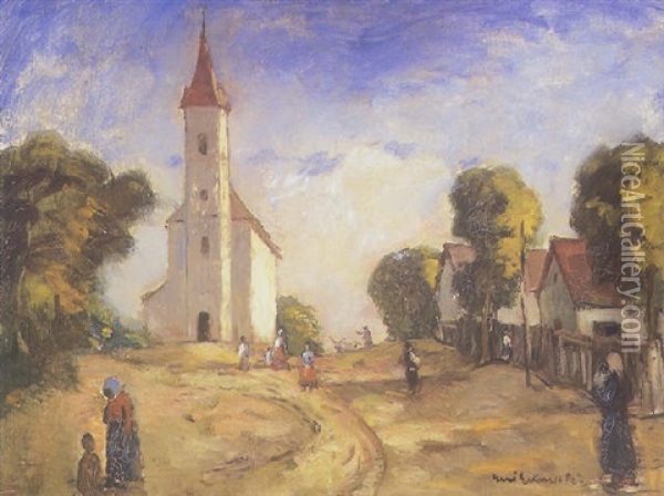 Templomteren Oil Painting - Bela Ivanyi Gruenwald