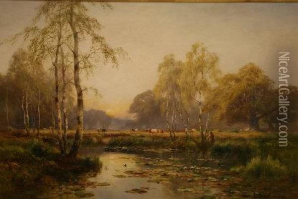 River Scene Oil Painting - Alfred de Breanski