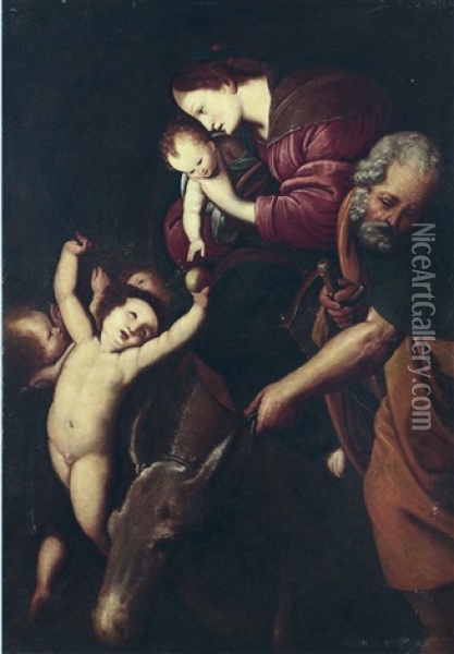 Die Heilige Familie Auf Der Flucht Nach Agypten Oil Painting - Giovanni Battista Crespi (il Cerano)