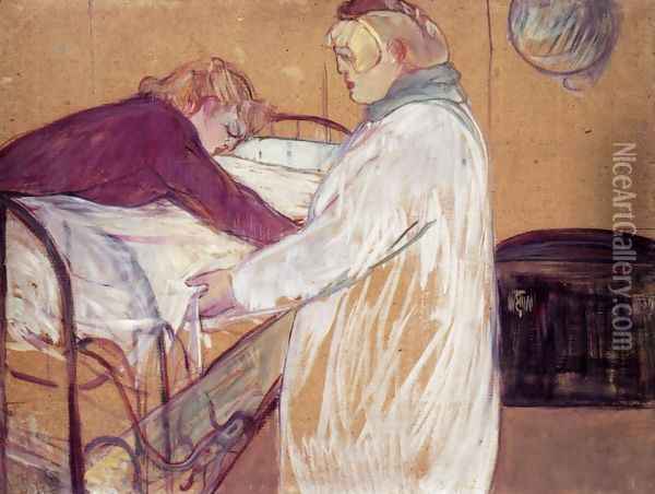 Two Women Making the Bed Oil Painting - Henri De Toulouse-Lautrec