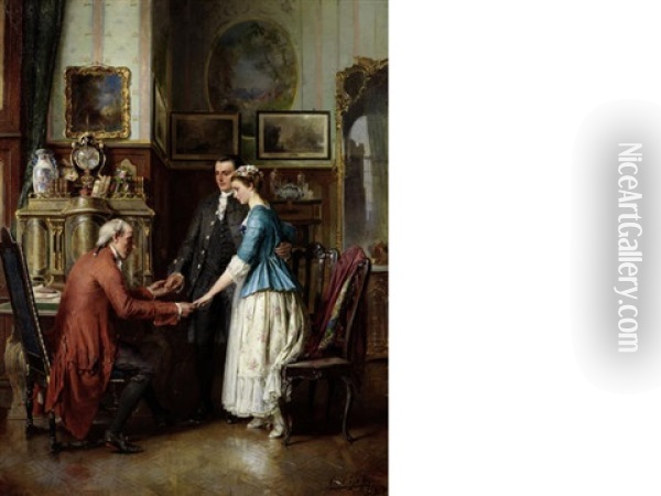The Betrothal Oil Painting - Carl Heinrich Hoff