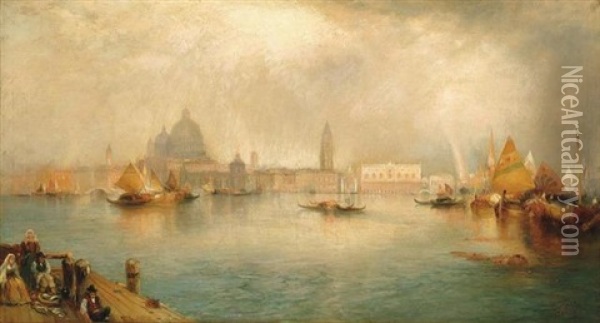 A Showery Day In Venice Oil Painting - Thomas Moran