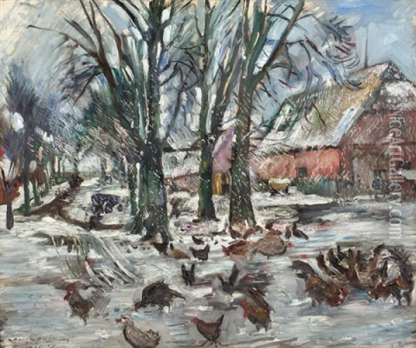 Gutshof Im Winter Oil Painting - Lovis Corinth