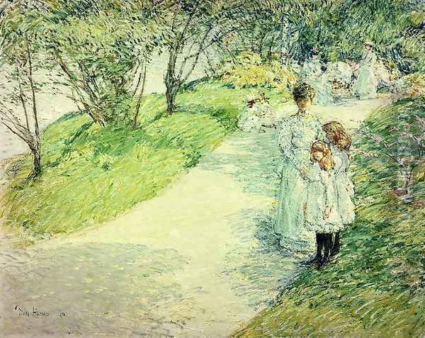 Promenaders in the garden, 1898 Oil Painting - Childe Hassam