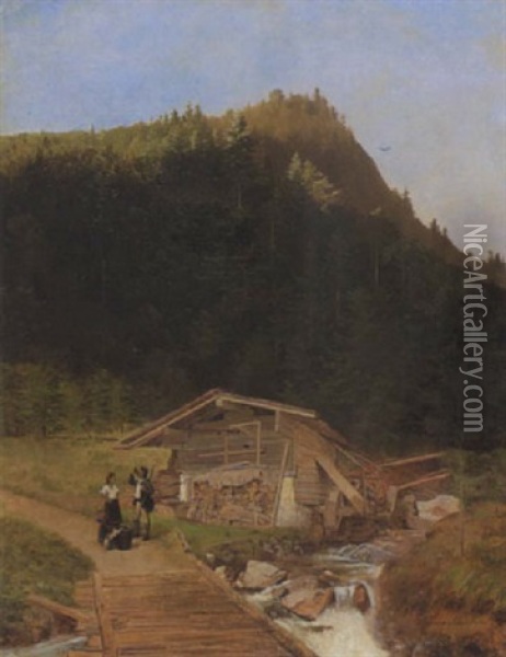 Muhle Am Gebirgsbach Oil Painting - Heinrich Buntzen