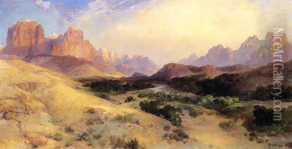 Zion Valley South Utah Oil Painting - Thomas Moran