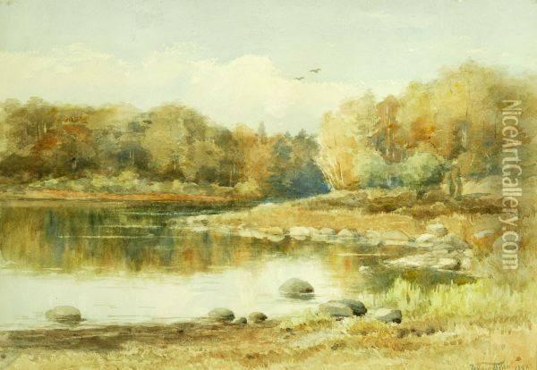 The Quiet Pond Oil Painting - Alfred Wordsworth Thompson