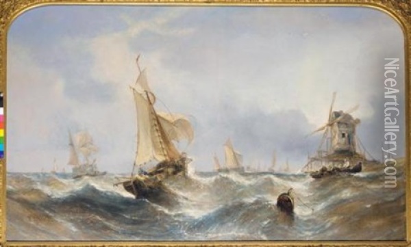Hauling In The Nets Oil Painting - William Callcott Knell
