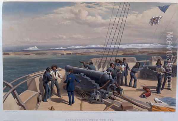 Sebastopol from the Sea, engraved by T. Picken, from The Seat of War in the East - First Series, published by Colnaghi and Co., 1855 Oil Painting - William Simpson