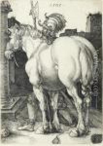 The Large Horse (b. 97; M., Holl. 94; S.m.s. 43) Oil Painting - Albrecht Durer