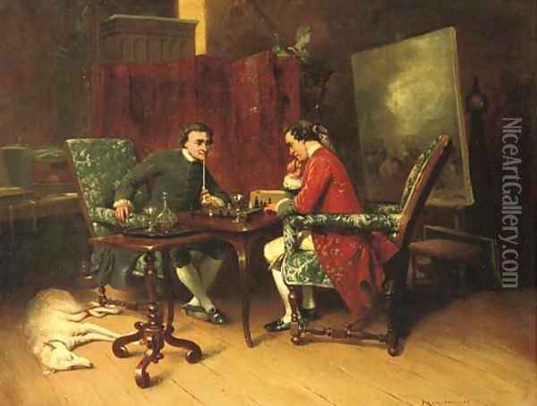 A game of chess Oil Painting - Jean-Louis-Ernest Meissonier