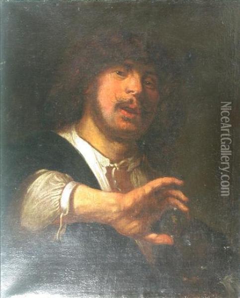 Self Portrait With Playing Dice Oil Painting - Rembrandt Van Rijn